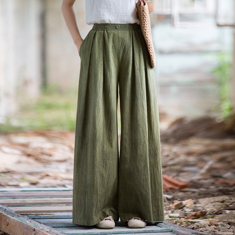 Tao One Tech™ • Zen Qigong Tea Wide-Leg Pants • Gradient Tie Dye • Sunscreen Layer • Tech Pockets • Chinoiserie • Ramie Cotton