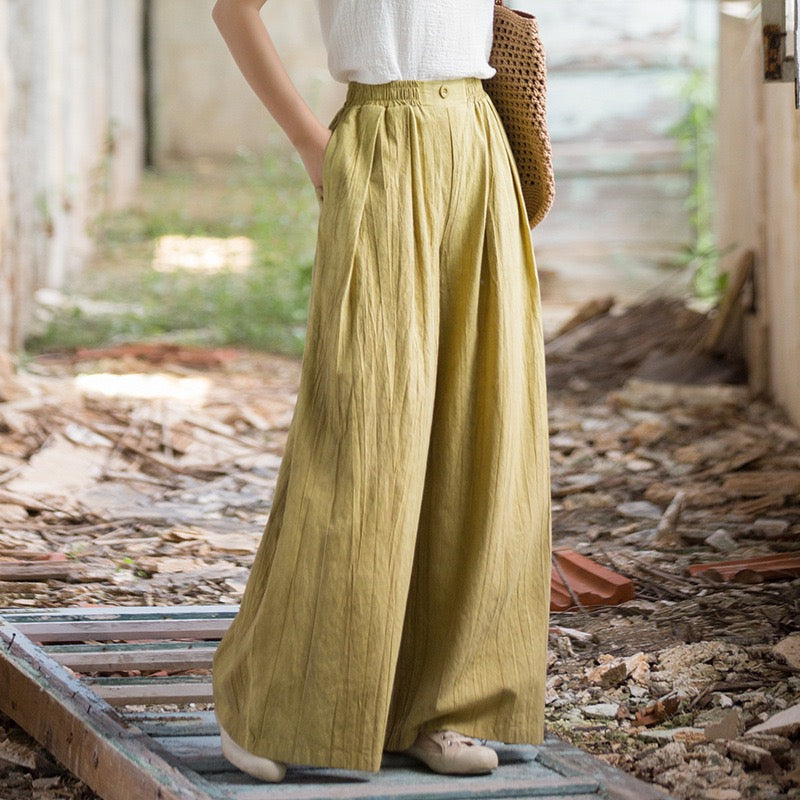 Tao One Tech™ • Zen Qigong Tea Wide-Leg Pants • Gradient Tie Dye • Sunscreen Layer • Tech Pockets • Chinoiserie • Ramie Cotton