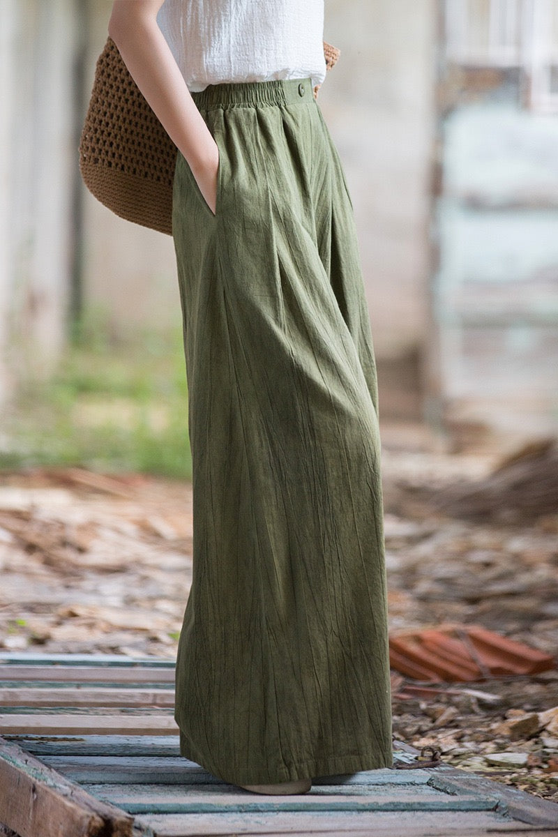 Tao One Tech™ • Zen Qigong Tea Wide-Leg Pants • Gradient Tie Dye • Sunscreen Layer • Tech Pockets • Chinoiserie • Ramie Cotton