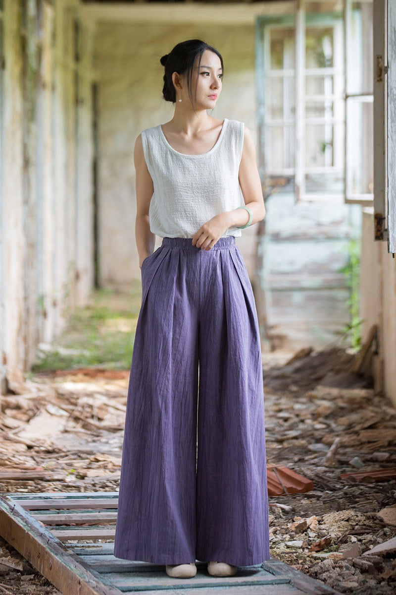 Tao One Tech™ • Zen Qigong Tea Wide-Leg Pants • Gradient Tie Dye • Sunscreen Layer • Tech Pockets • Chinoiserie • Ramie Cotton