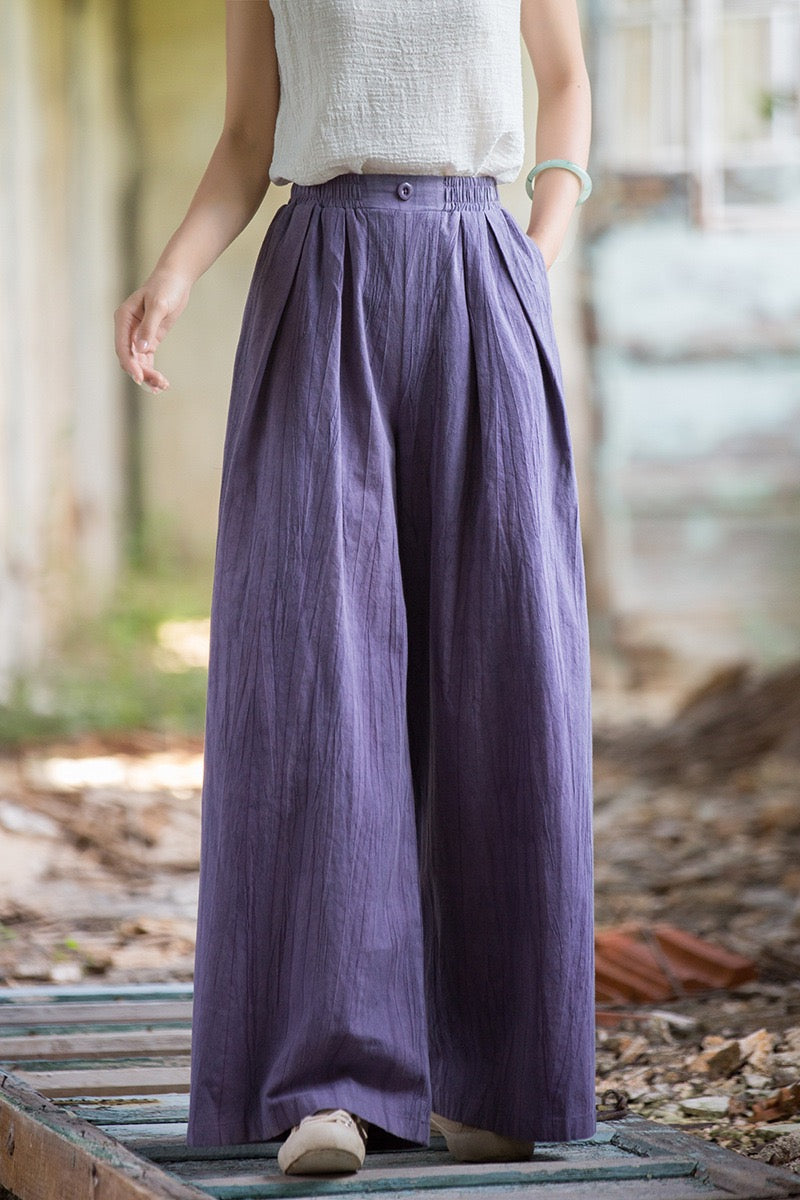 Tao One Tech™ • Zen Qigong Tea Wide-Leg Pants • Gradient Tie Dye • Sunscreen Layer • Tech Pockets • Chinoiserie • Ramie Cotton