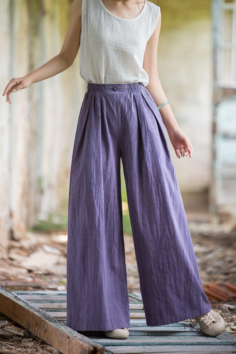 Tao One Tech™ • Zen Qigong Tea Wide-Leg Pants • Gradient Tie Dye • Sunscreen Layer • Tech Pockets • Chinoiserie • Ramie Cotton