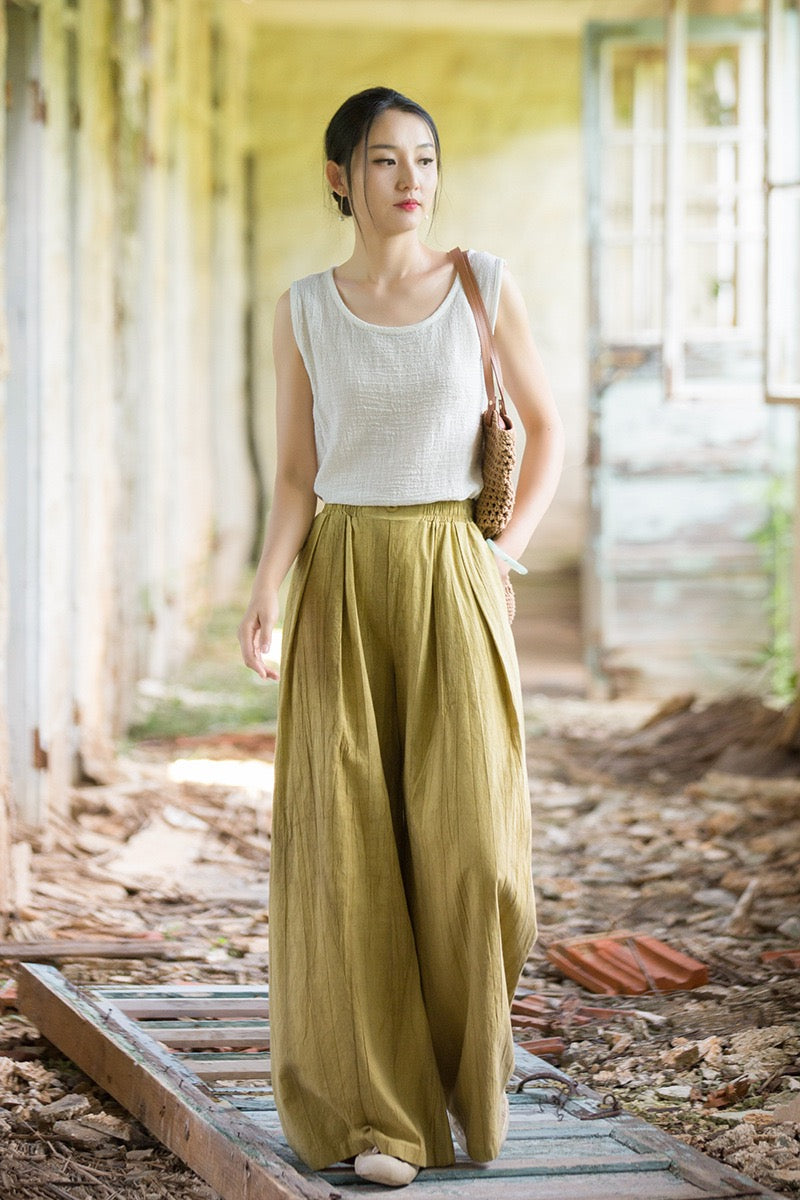 Tao One Tech™ • Zen Qigong Tea Wide-Leg Pants • Gradient Tie Dye • Sunscreen Layer • Tech Pockets • Chinoiserie • Ramie Cotton