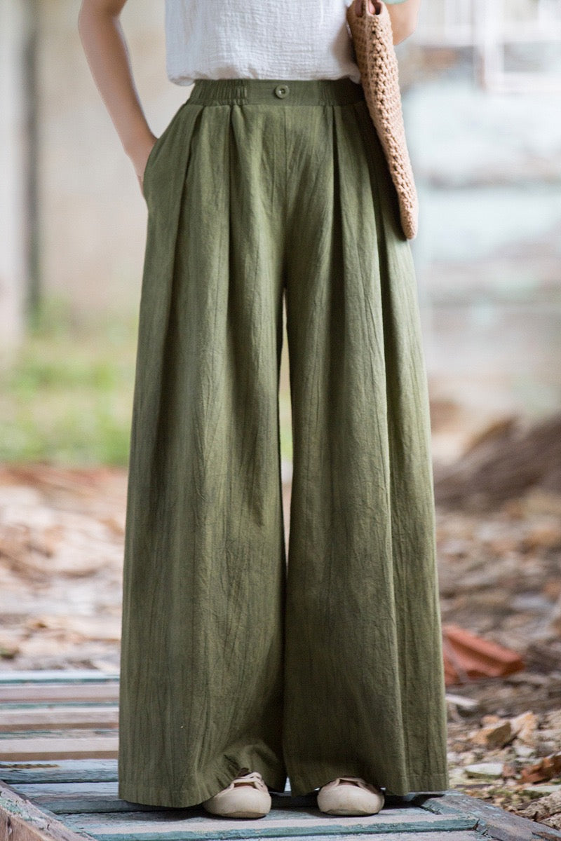 Tao One Tech™ • Zen Qigong Tea Wide-Leg Pants • Gradient Tie Dye • Sunscreen Layer • Tech Pockets • Chinoiserie • Ramie Cotton