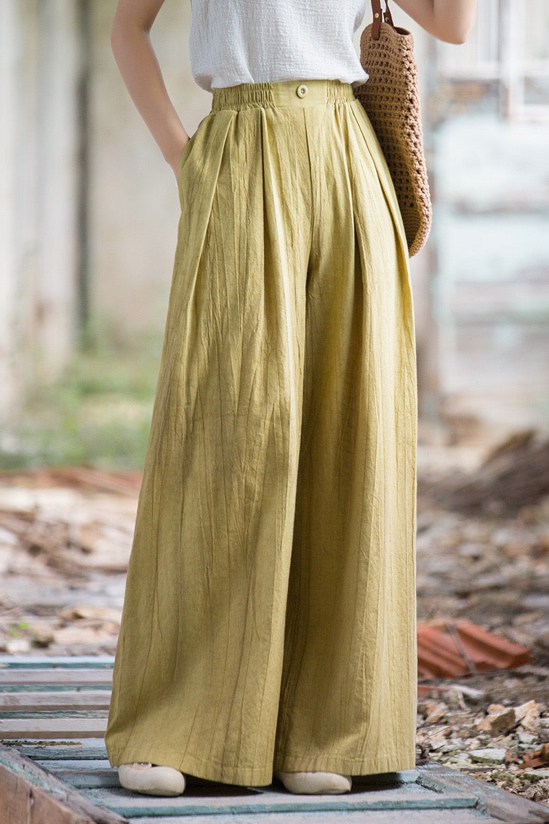 Tao One Tech™ • Zen Qigong Tea Wide-Leg Pants • Gradient Tie Dye • Sunscreen Layer • Tech Pockets • Chinoiserie • Ramie Cotton
