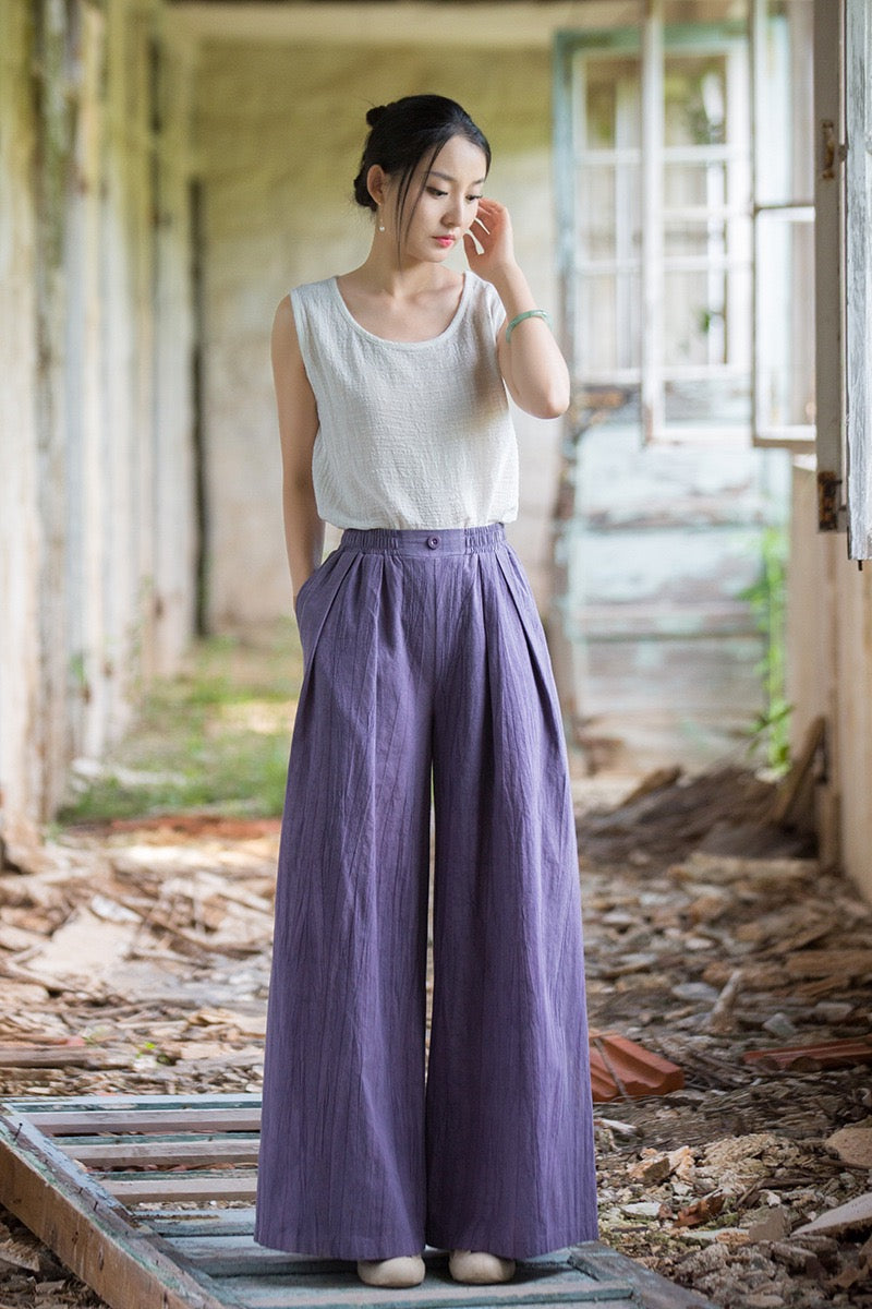 Tao One Tech™ • Zen Qigong Tea Wide-Leg Pants • Gradient Tie Dye • Sunscreen Layer • Tech Pockets • Chinoiserie • Ramie Cotton