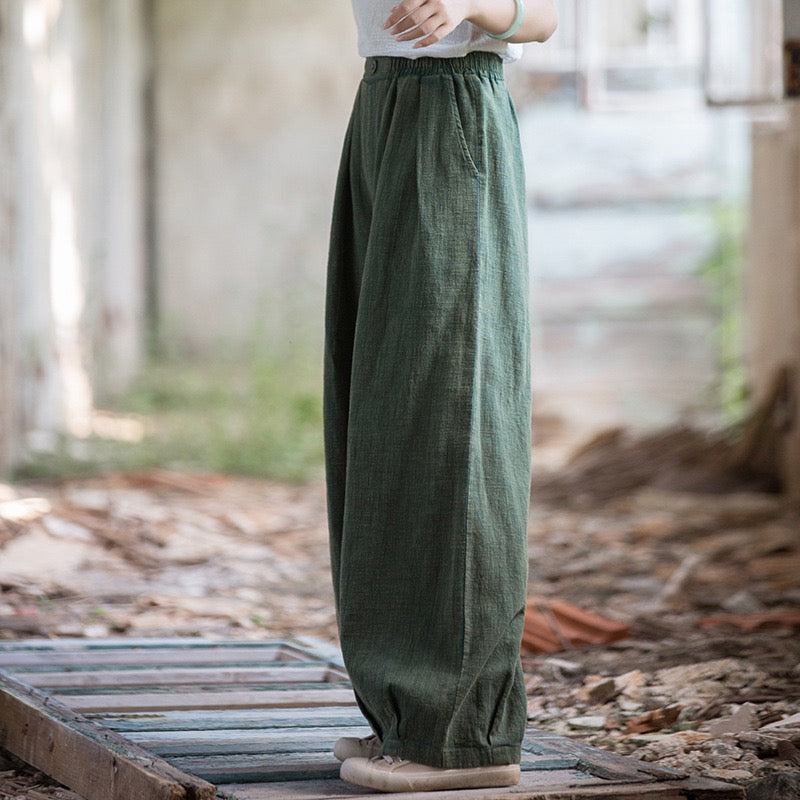 Tao One Tech™ • Zen Qigong Tea Harem Pants • Gradient Tie Dye • Sunscreen Layer • Tech Pockets • Chinoiserie • Ramie Cotton