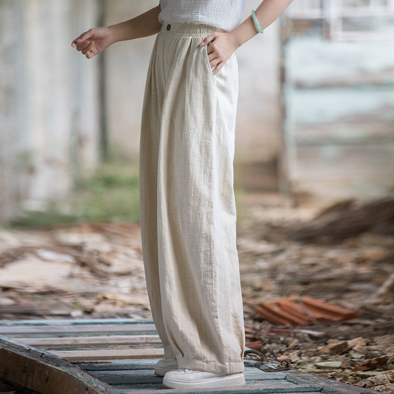 Tao One Tech™ • Zen Qigong Tea Harem Pants • Gradient Tie Dye • Sunscreen Layer • Tech Pockets • Chinoiserie • Ramie Cotton