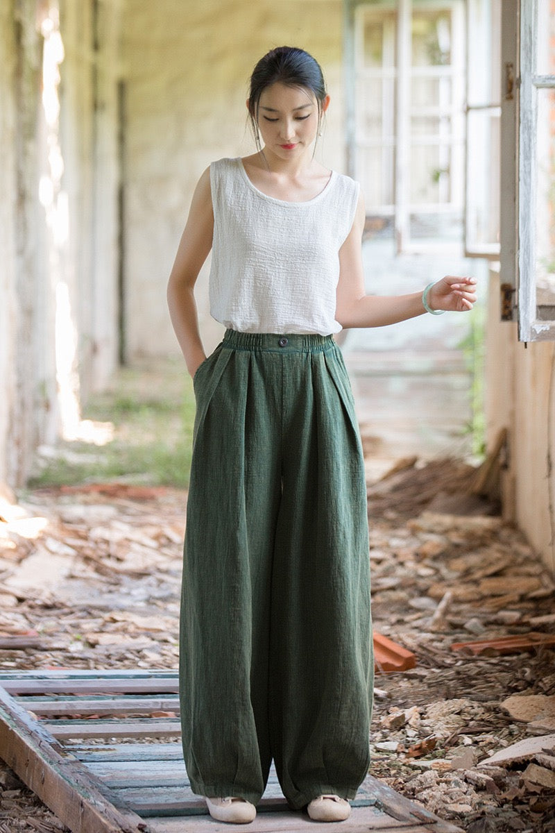 Tao One Tech™ • Zen Qigong Tea Harem Pants • Gradient Tie Dye • Sunscreen Layer • Tech Pockets • Chinoiserie • Ramie Cotton
