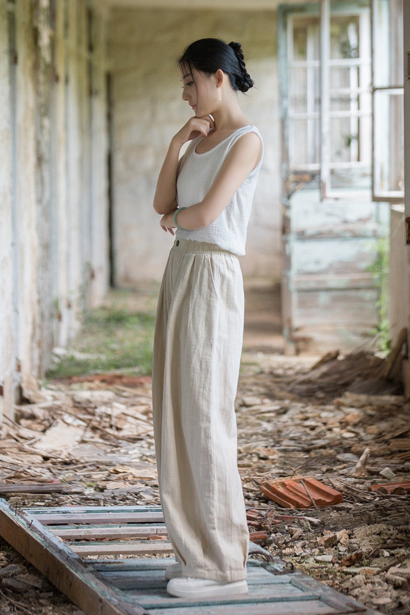 Tao One Tech™ • Zen Qigong Tea Harem Pants • Gradient Tie Dye • Sunscreen Layer • Tech Pockets • Chinoiserie • Ramie Cotton