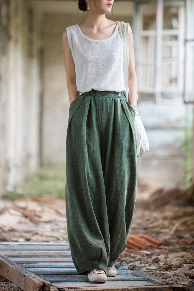 Tao One Tech™ • Zen Qigong Tea Harem Pants • Gradient Tie Dye • Sunscreen Layer • Tech Pockets • Chinoiserie • Ramie Cotton