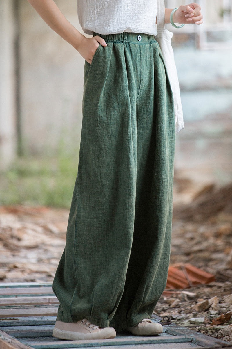 Tao One Tech™ • Zen Qigong Tea Harem Pants • Gradient Tie Dye • Sunscreen Layer • Tech Pockets • Chinoiserie • Ramie Cotton