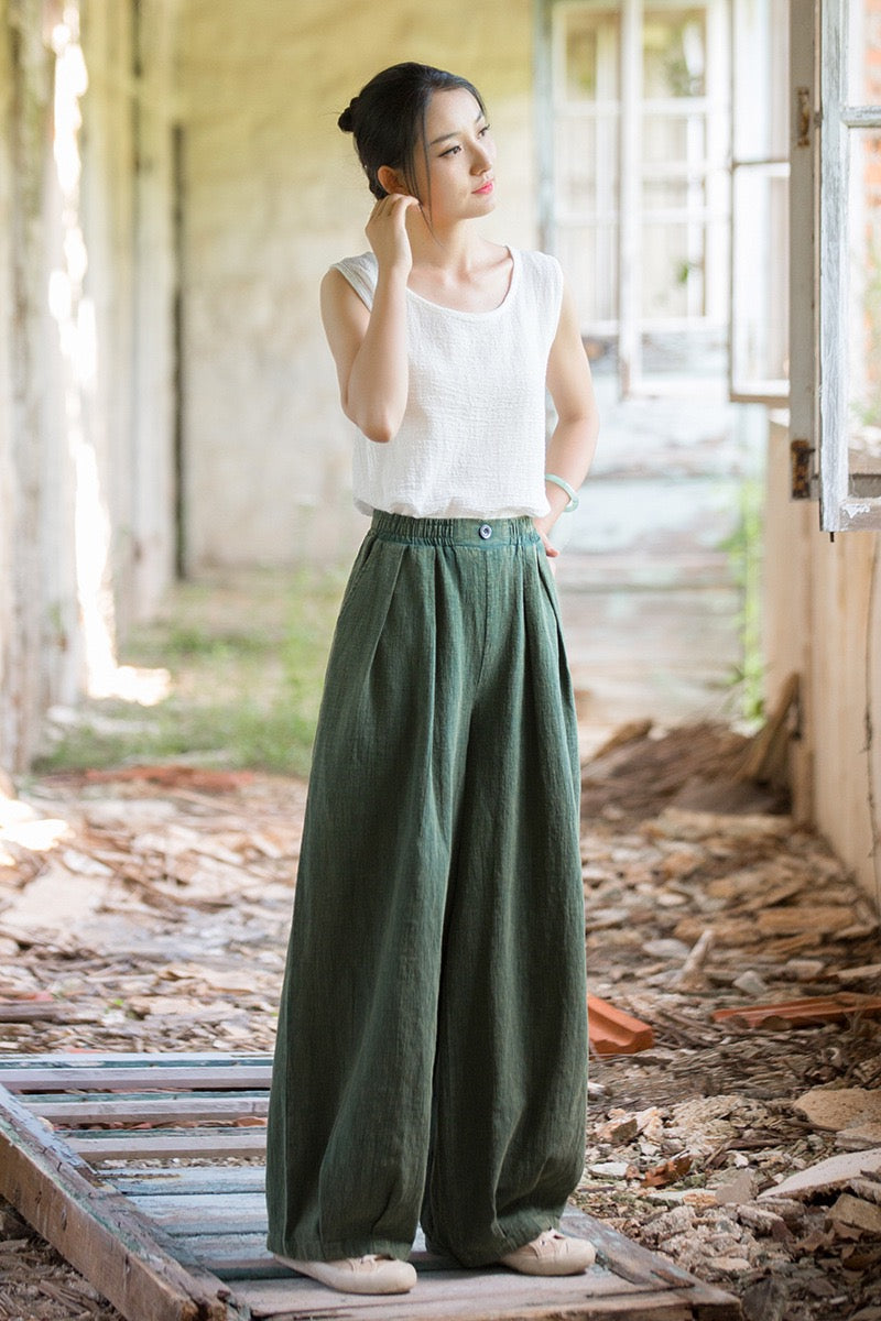 Tao One Tech™ • Zen Qigong Tea Harem Pants • Gradient Tie Dye • Sunscreen Layer • Tech Pockets • Chinoiserie • Ramie Cotton