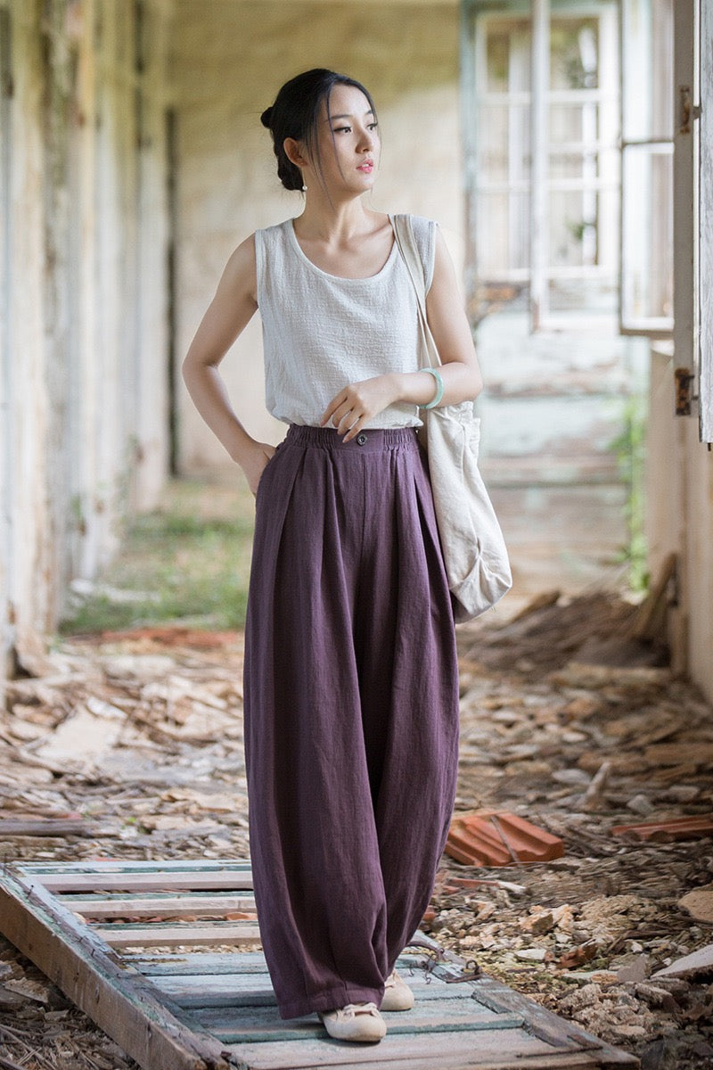 Tao One Tech™ • Zen Qigong Tea Harem Pants • Gradient Tie Dye • Sunscreen Layer • Tech Pockets • Chinoiserie • Ramie Cotton