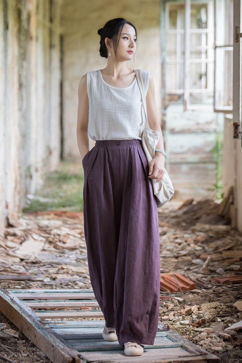 Tao One Tech™ • Zen Qigong Tea Harem Pants • Gradient Tie Dye • Sunscreen Layer • Tech Pockets • Chinoiserie • Ramie Cotton