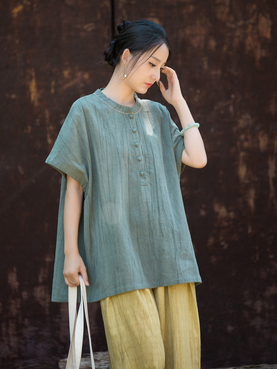 Tao One Tech™ • Zen Qigong Tea T-Shirt • Gradient Tie Dye • Sunscreen Layer • All Season Layer • Chinoiserie • Ramie Cotton