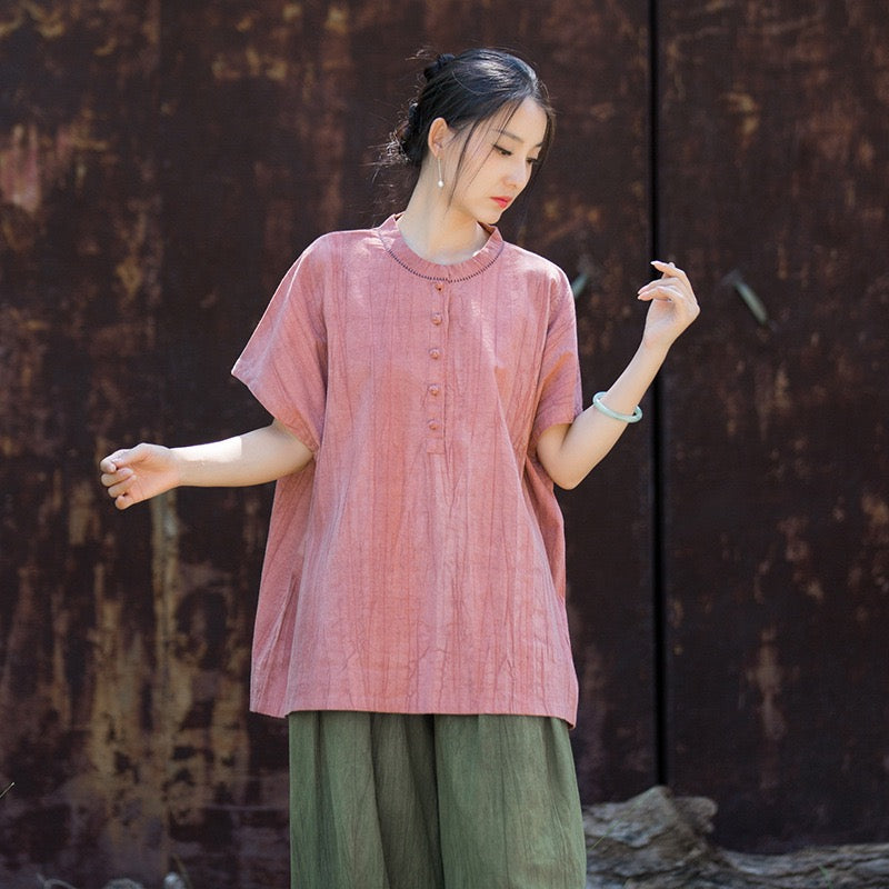 Tao One Tech™ • Zen Qigong Tea T-Shirt • Gradient Tie Dye • Sunscreen Layer • All Season Layer • Chinoiserie • Ramie Cotton