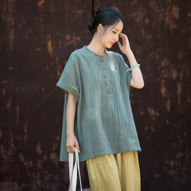 Tao One Tech™ • Zen Qigong Tea T-Shirt • Gradient Tie Dye • Sunscreen Layer • All Season Layer • Chinoiserie • Ramie Cotton