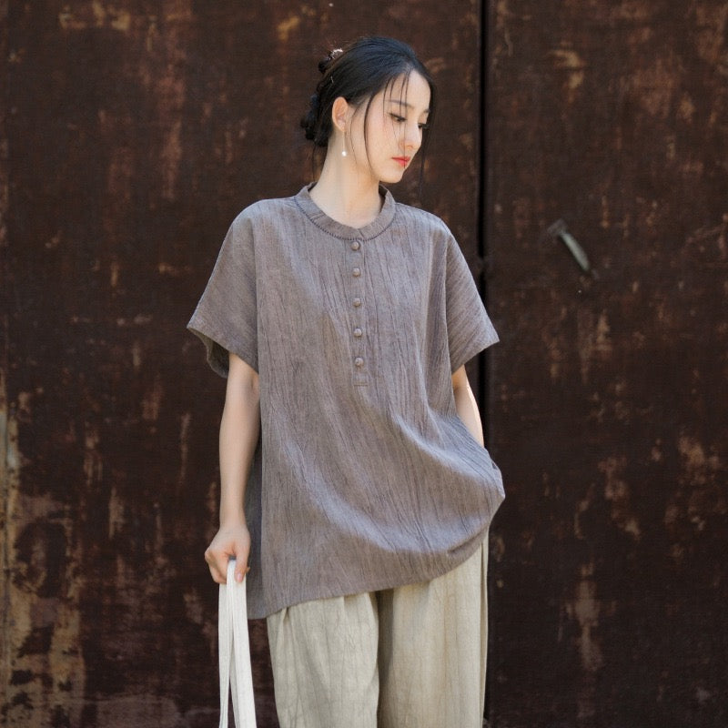 Tao One Tech™ • Zen Qigong Tea T-Shirt • Gradient Tie Dye • Sunscreen Layer • All Season Layer • Chinoiserie • Ramie Cotton