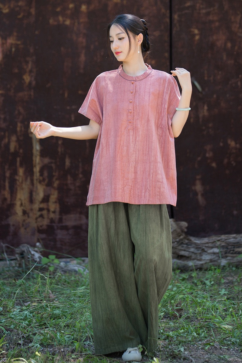 Tao One Tech™ • Zen Qigong Tea T-Shirt • Gradient Tie Dye • Sunscreen Layer • All Season Layer • Chinoiserie • Ramie Cotton