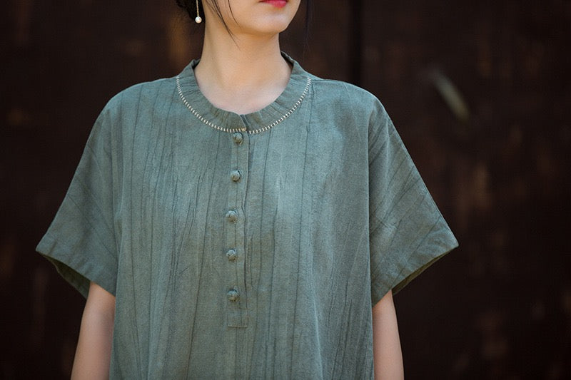 Tao One Tech™ • Zen Qigong Tea T-Shirt • Gradient Tie Dye • Sunscreen Layer • All Season Layer • Chinoiserie • Ramie Cotton