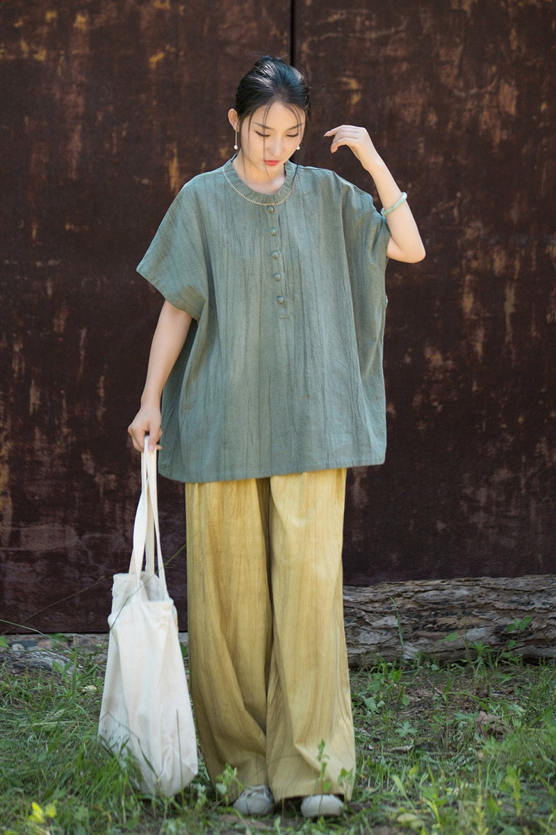 Tao One Tech™ • Zen Qigong Tea T-Shirt • Gradient Tie Dye • Sunscreen Layer • All Season Layer • Chinoiserie • Ramie Cotton