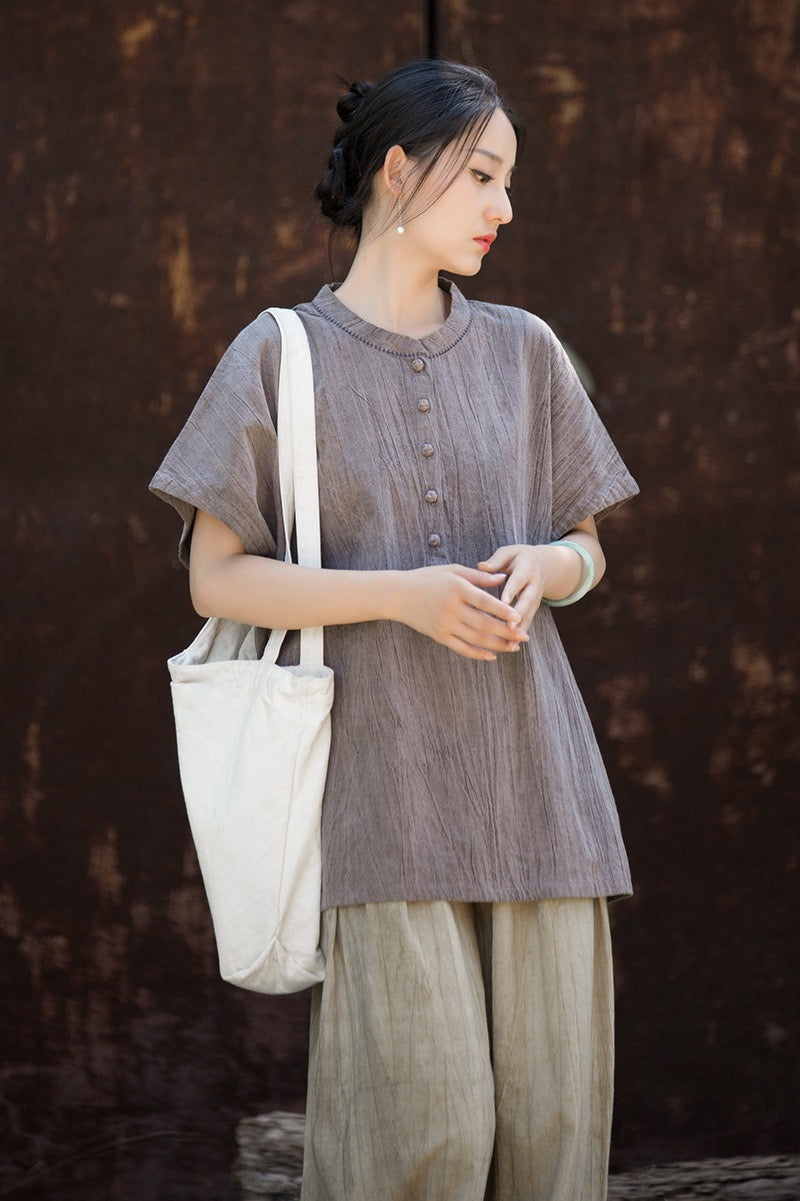 Tao One Tech™ • Zen Qigong Tea T-Shirt • Gradient Tie Dye • Sunscreen Layer • All Season Layer • Chinoiserie • Ramie Cotton