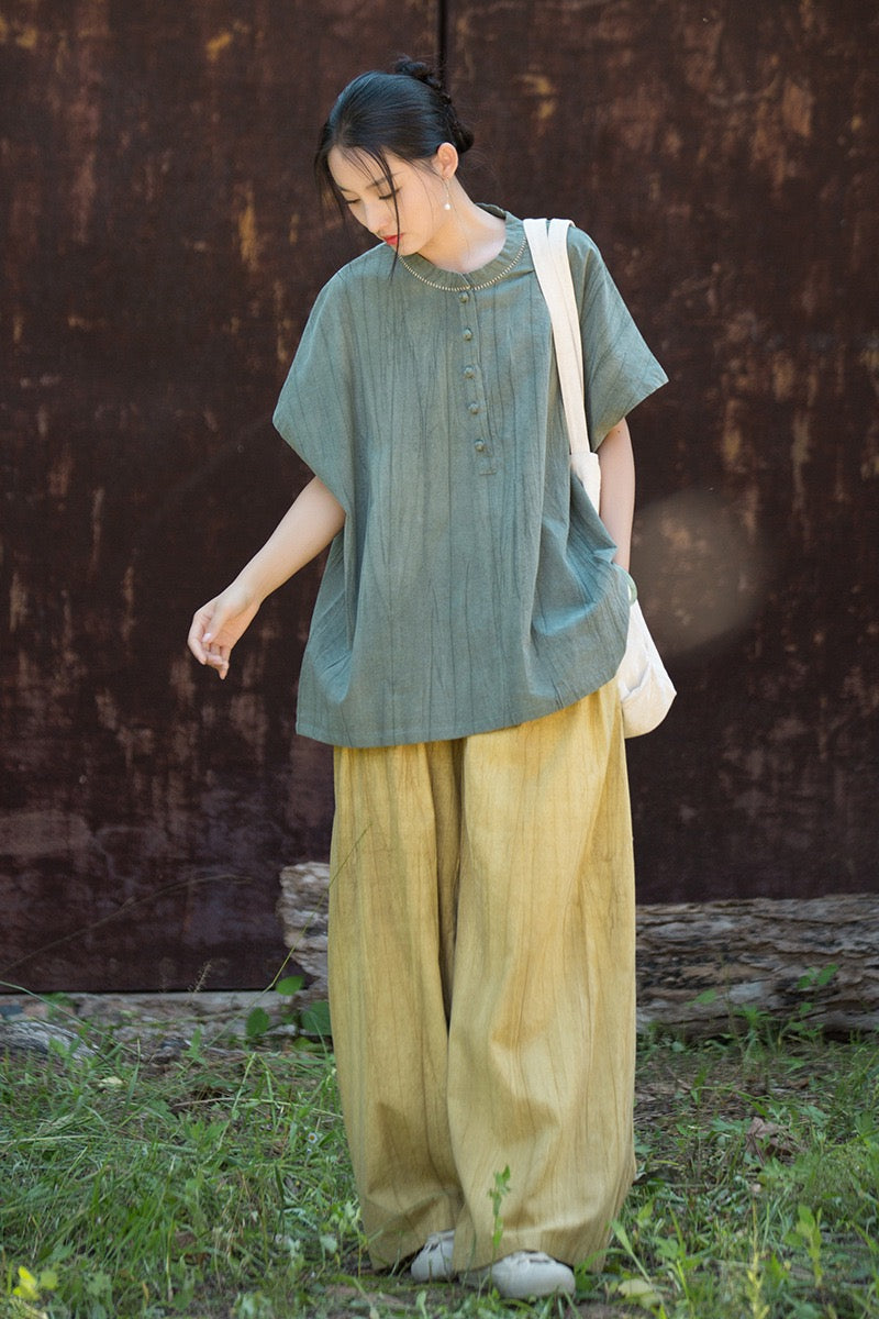 Tao One Tech™ • Zen Qigong Tea T-Shirt • Gradient Tie Dye • Sunscreen Layer • All Season Layer • Chinoiserie • Ramie Cotton