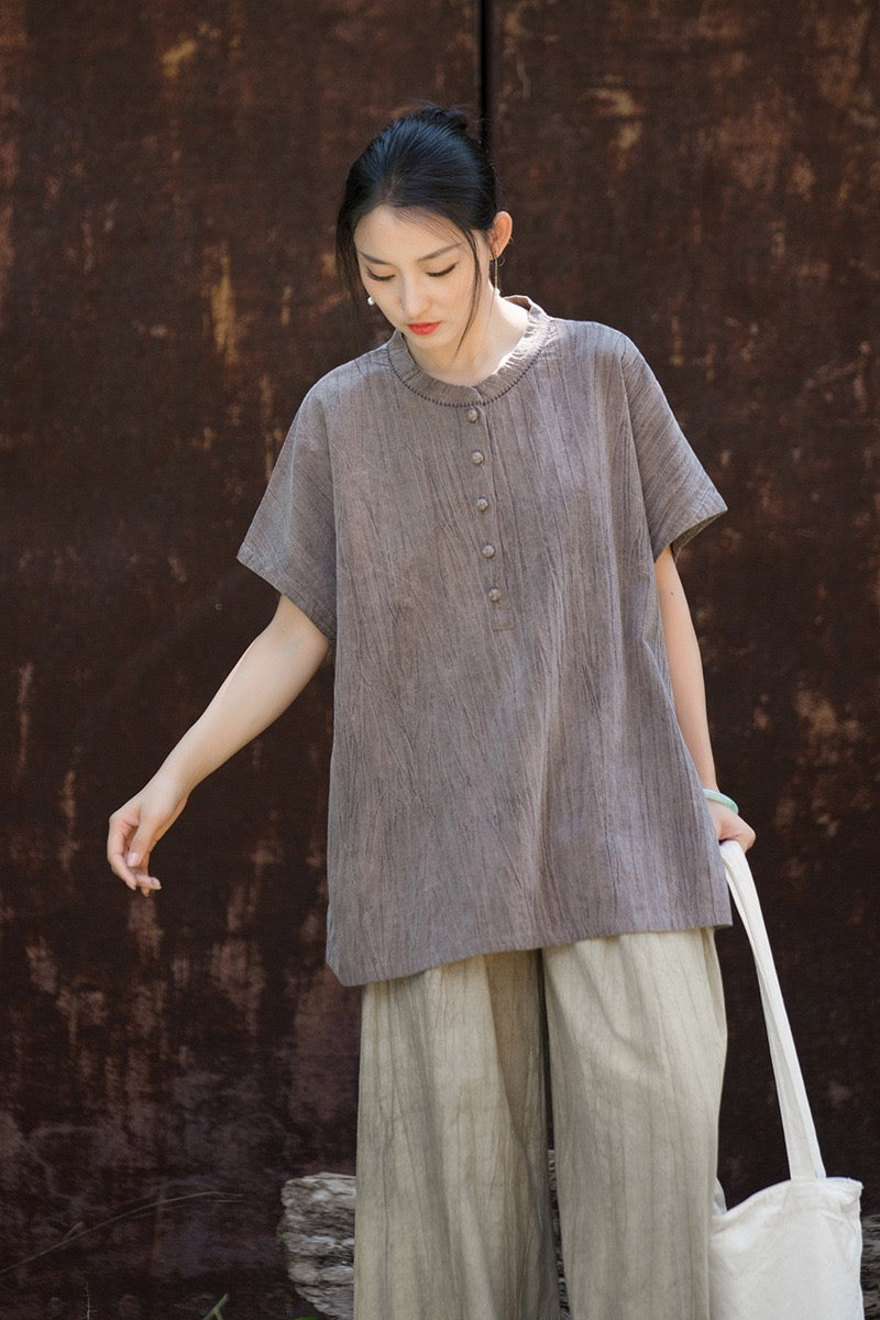 Tao One Tech™ • Zen Qigong Tea T-Shirt • Gradient Tie Dye • Sunscreen Layer • All Season Layer • Chinoiserie • Ramie Cotton