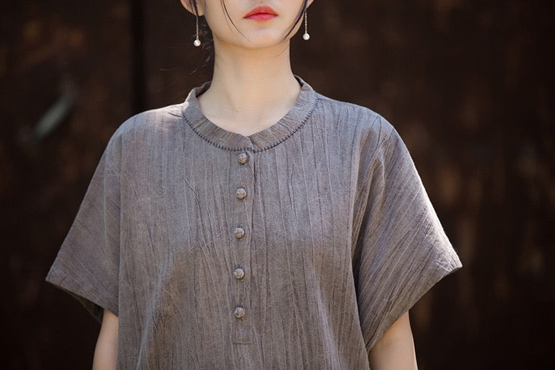 Tao One Tech™ • Zen Qigong Tea T-Shirt • Gradient Tie Dye • Sunscreen Layer • All Season Layer • Chinoiserie • Ramie Cotton