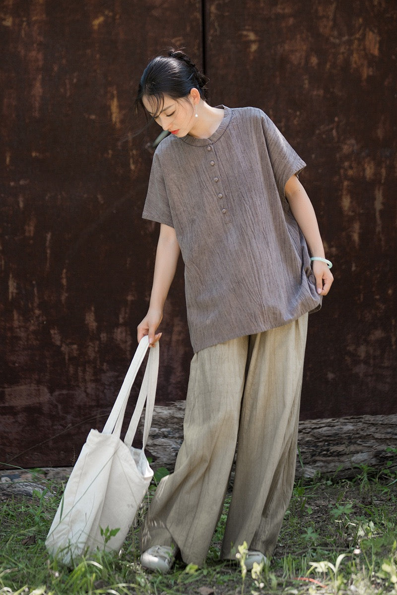 Tao One Tech™ • Zen Qigong Tea T-Shirt • Gradient Tie Dye • Sunscreen Layer • All Season Layer • Chinoiserie • Ramie Cotton