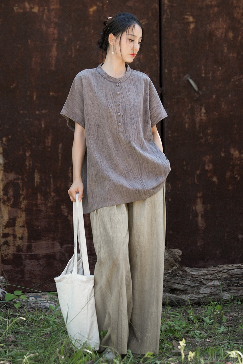 Tao One Tech™ • Zen Qigong Tea T-Shirt • Gradient Tie Dye • Sunscreen Layer • All Season Layer • Chinoiserie • Ramie Cotton
