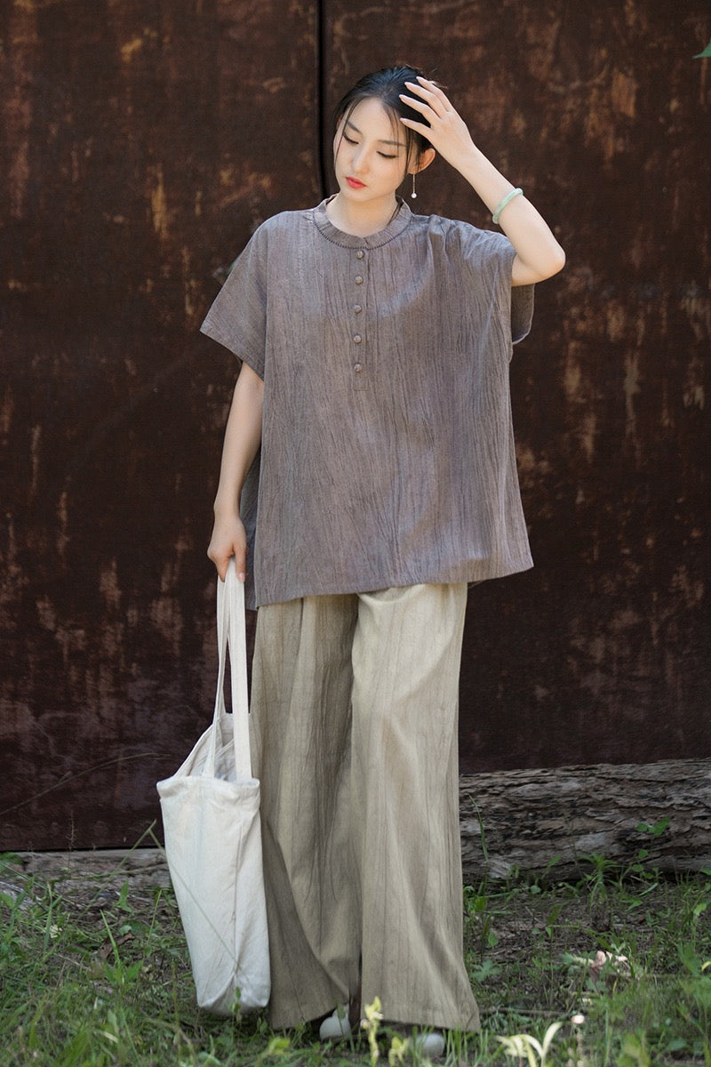 Tao One Tech™ • Zen Qigong Tea T-Shirt • Gradient Tie Dye • Sunscreen Layer • All Season Layer • Chinoiserie • Ramie Cotton