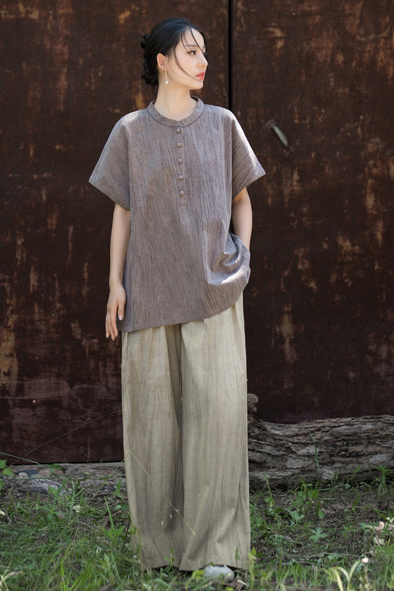 Tao One Tech™ • Zen Qigong Tea T-Shirt • Gradient Tie Dye • Sunscreen Layer • All Season Layer • Chinoiserie • Ramie Cotton