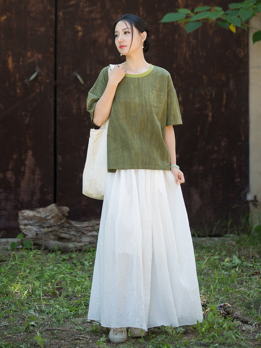 Tao One Tech™ • Zen Qigong Tea T-Shirt • Gradient Tie Dye • Sunscreen Layer • All Season Layer • Chinoiserie • Ramie Cotton