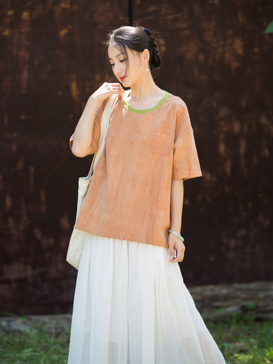 Tao One Tech™ • Zen Qigong Tea T-Shirt • Gradient Tie Dye • Sunscreen Layer • All Season Layer • Chinoiserie • Ramie Cotton