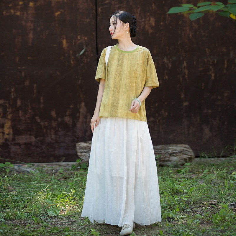 Tao One Tech™ • Zen Qigong Tea T-Shirt • Gradient Tie Dye • Sunscreen Layer • All Season Layer • Chinoiserie • Ramie Cotton