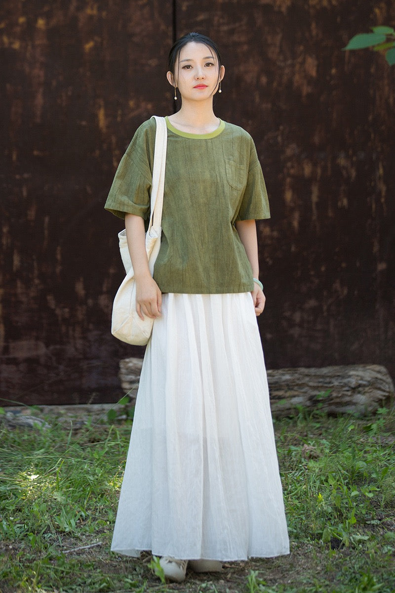 Tao One Tech™ • Zen Qigong Tea T-Shirt • Gradient Tie Dye • Sunscreen Layer • All Season Layer • Chinoiserie • Ramie Cotton
