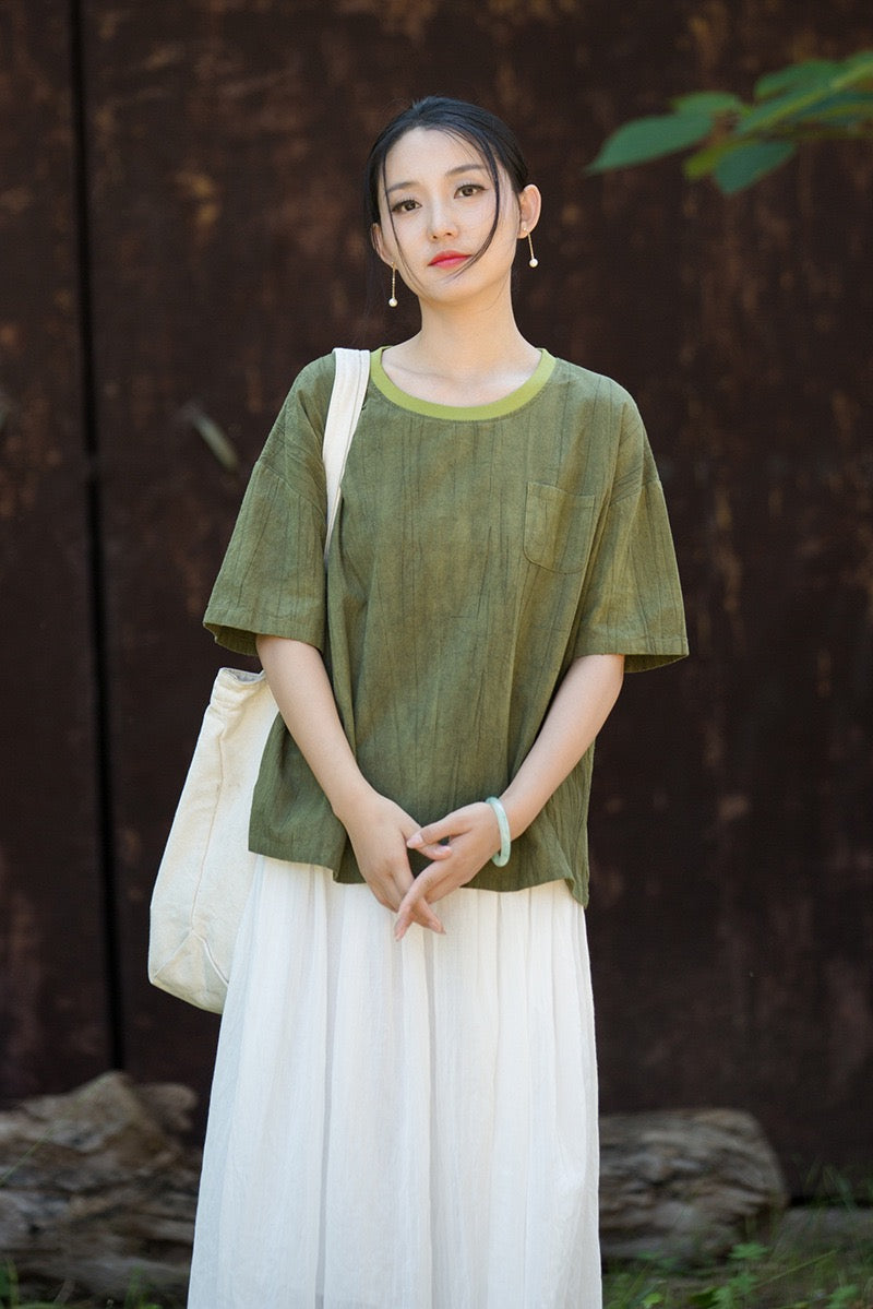 Tao One Tech™ • Zen Qigong Tea T-Shirt • Gradient Tie Dye • Sunscreen Layer • All Season Layer • Chinoiserie • Ramie Cotton