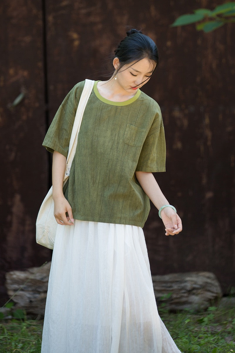Tao One Tech™ • Zen Qigong Tea T-Shirt • Gradient Tie Dye • Sunscreen Layer • All Season Layer • Chinoiserie • Ramie Cotton