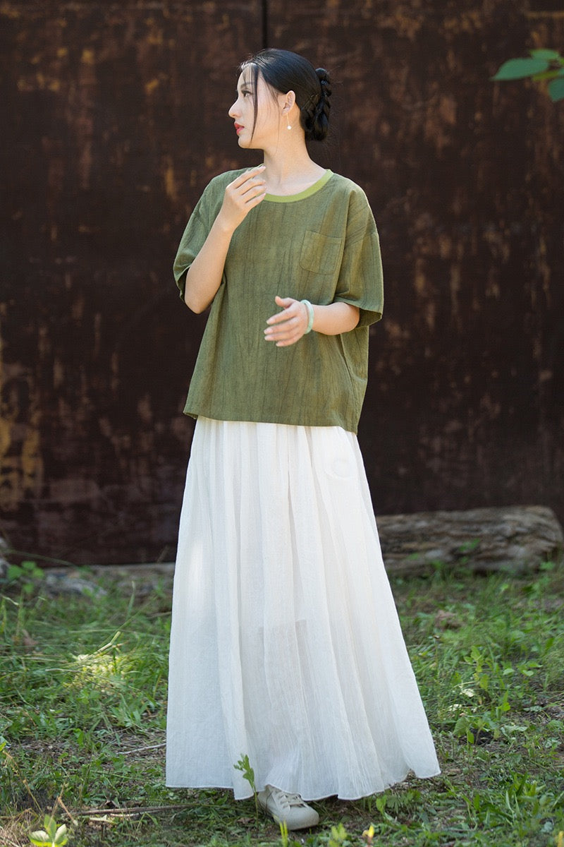 Tao One Tech™ • Zen Qigong Tea T-Shirt • Gradient Tie Dye • Sunscreen Layer • All Season Layer • Chinoiserie • Ramie Cotton