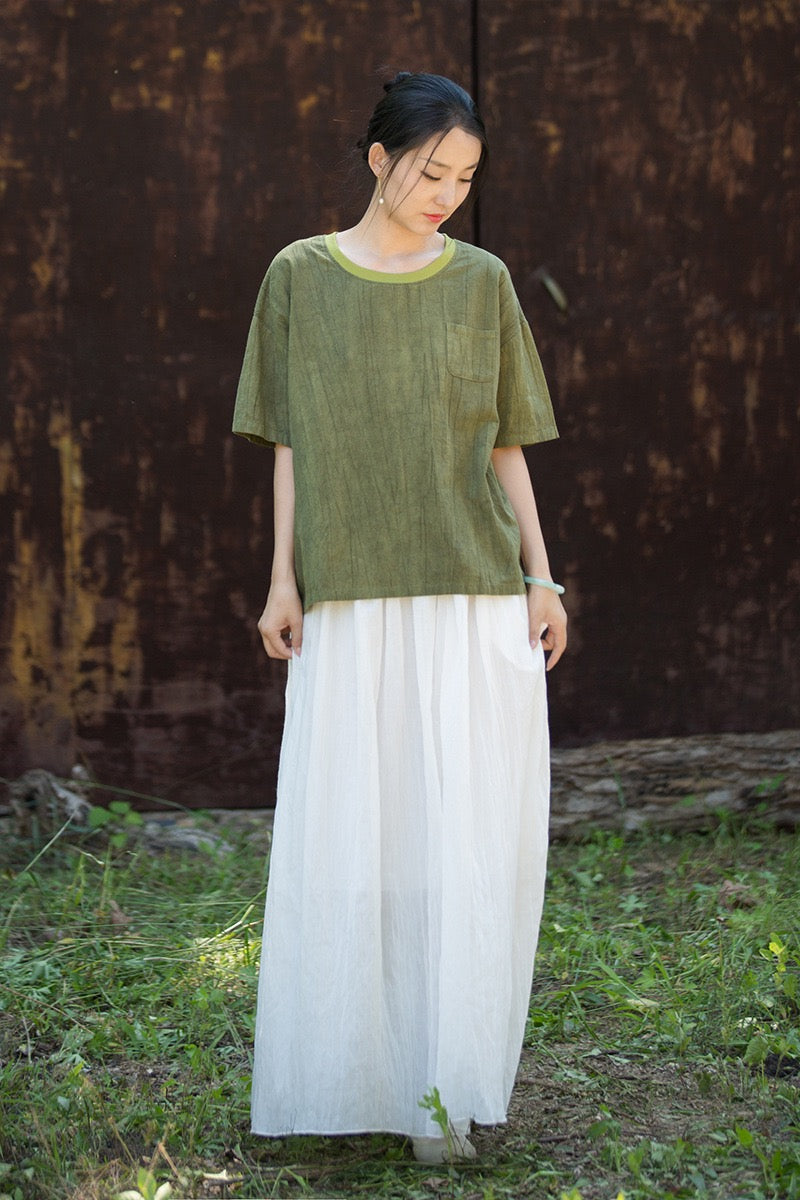 Tao One Tech™ • Zen Qigong Tea T-Shirt • Gradient Tie Dye • Sunscreen Layer • All Season Layer • Chinoiserie • Ramie Cotton