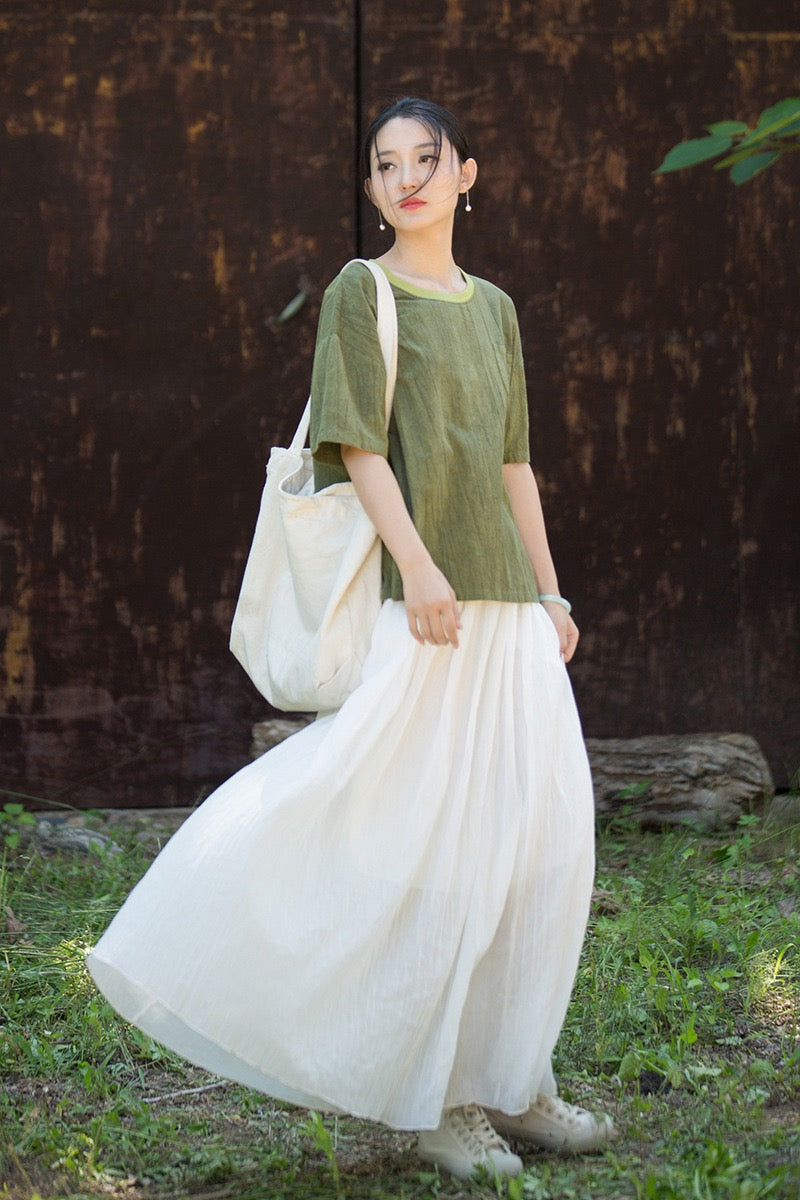 Tao One Tech™ • Zen Qigong Tea T-Shirt • Gradient Tie Dye • Sunscreen Layer • All Season Layer • Chinoiserie • Ramie Cotton