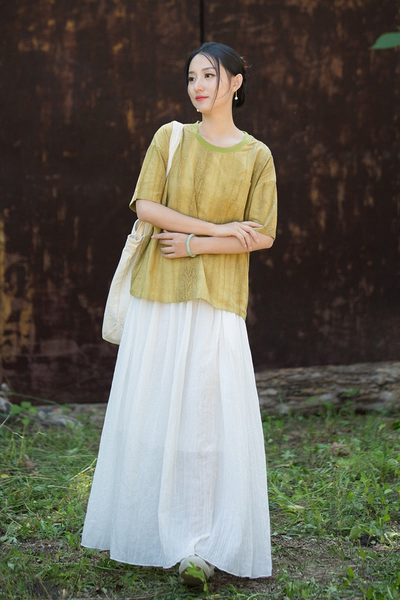 Tao One Tech™ • Zen Qigong Tea T-Shirt • Gradient Tie Dye • Sunscreen Layer • All Season Layer • Chinoiserie • Ramie Cotton
