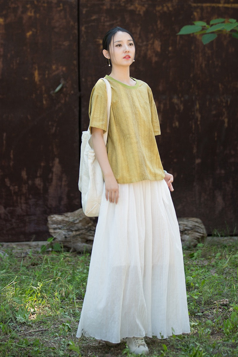 Tao One Tech™ • Zen Qigong Tea T-Shirt • Gradient Tie Dye • Sunscreen Layer • All Season Layer • Chinoiserie • Ramie Cotton
