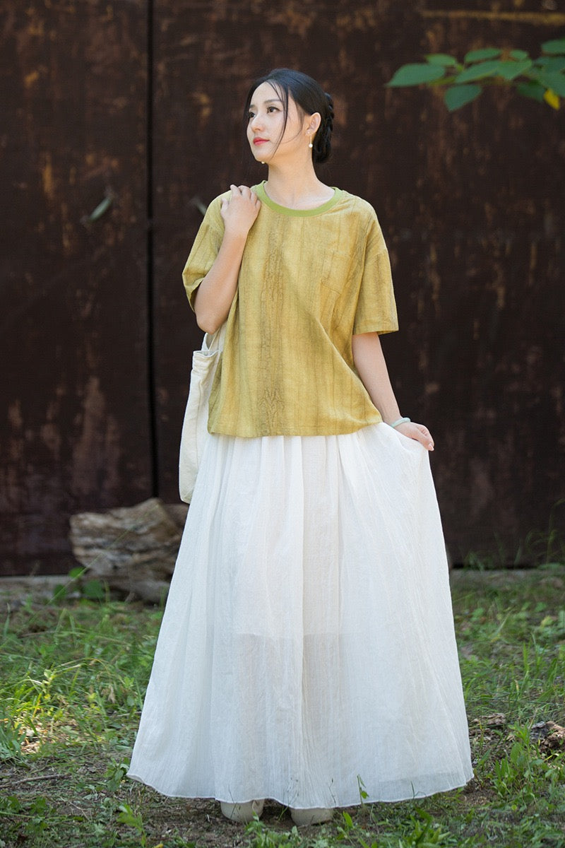 Tao One Tech™ • Zen Qigong Tea T-Shirt • Gradient Tie Dye • Sunscreen Layer • All Season Layer • Chinoiserie • Ramie Cotton