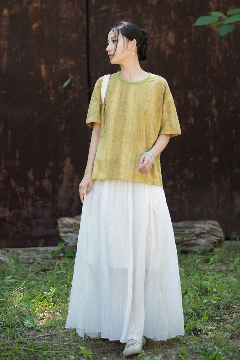 Tao One Tech™ • Zen Qigong Tea T-Shirt • Gradient Tie Dye • Sunscreen Layer • All Season Layer • Chinoiserie • Ramie Cotton