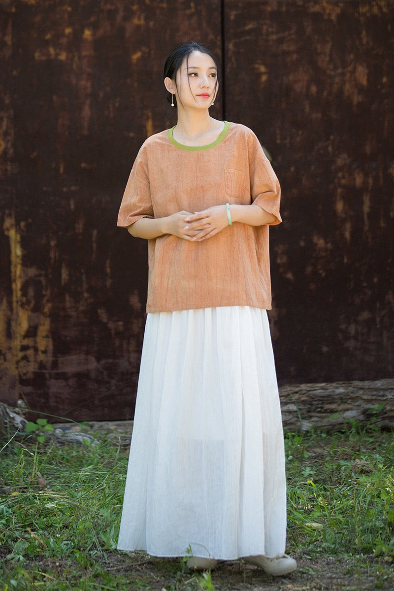 Tao One Tech™ • Zen Qigong Tea T-Shirt • Gradient Tie Dye • Sunscreen Layer • All Season Layer • Chinoiserie • Ramie Cotton