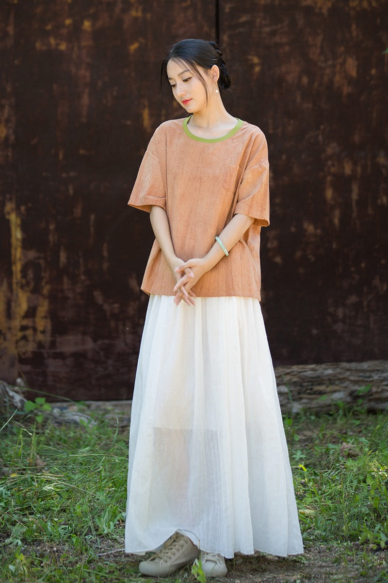 Tao One Tech™ • Zen Qigong Tea T-Shirt • Gradient Tie Dye • Sunscreen Layer • All Season Layer • Chinoiserie • Ramie Cotton