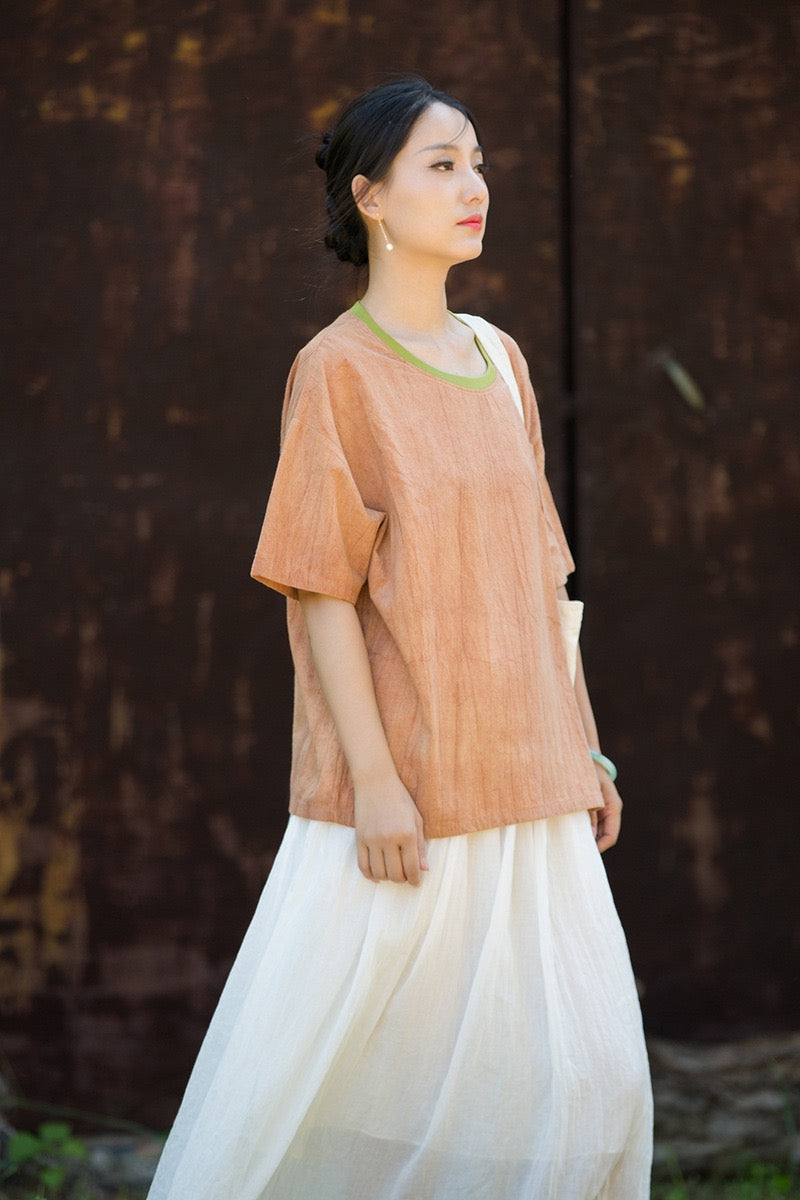 Tao One Tech™ • Zen Qigong Tea T-Shirt • Gradient Tie Dye • Sunscreen Layer • All Season Layer • Chinoiserie • Ramie Cotton